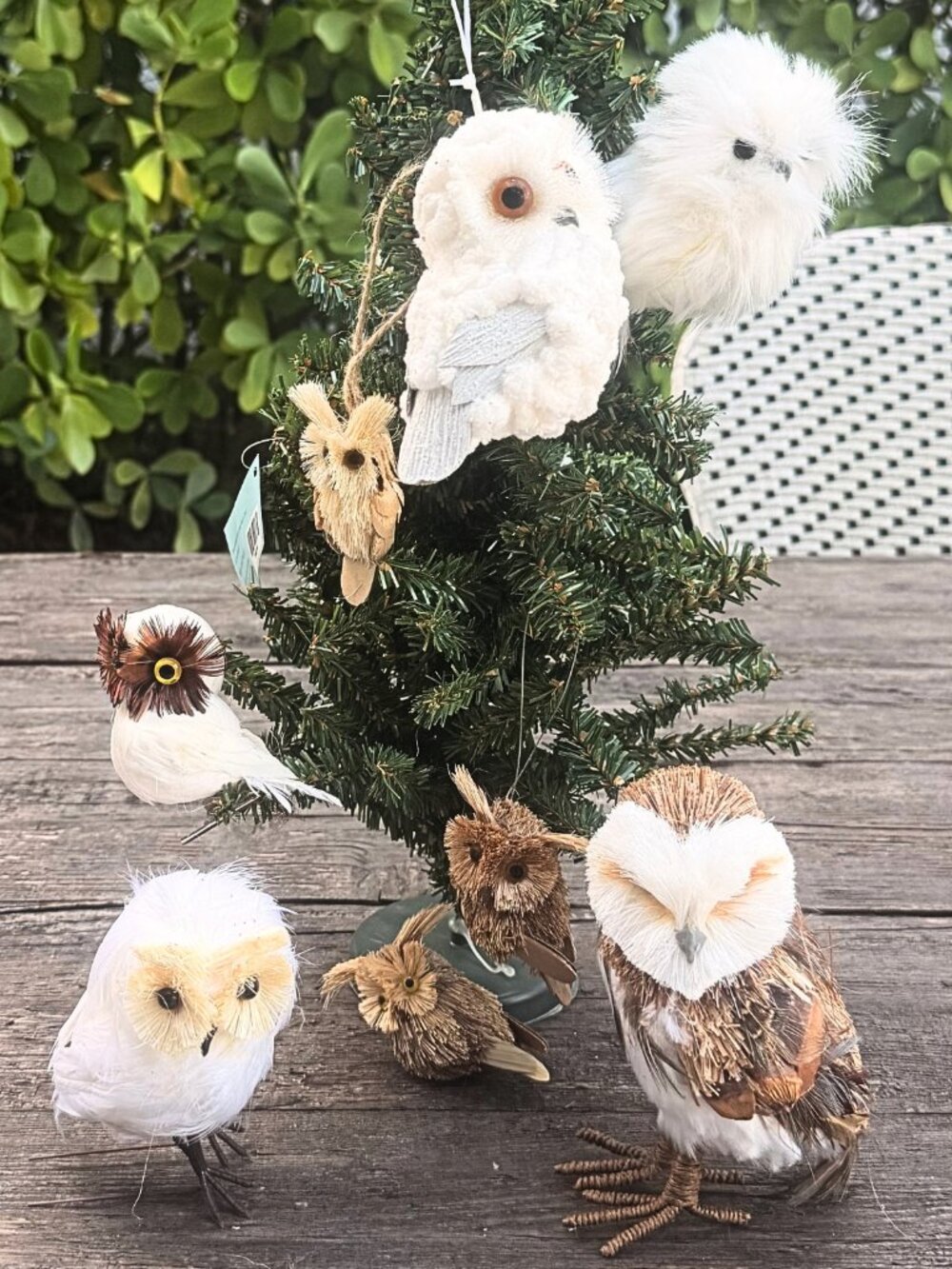 Collection Of Vintage Owl Christmas Ornaments Clip on Free Standing Floral Pick